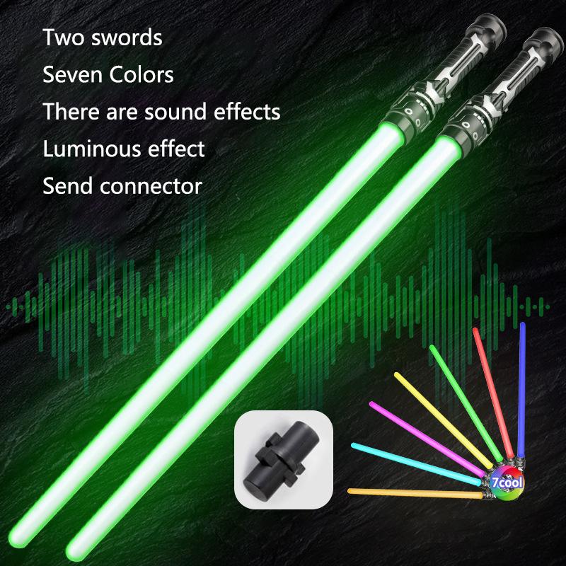 Colorful Glowing Sword Toys Laser Sword Lightsaber Red and Blue Double Saber Telescopic Music Cosplay Cool Flashing Children Toy