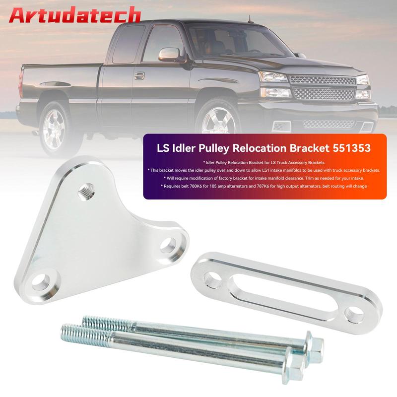 Artudatech 551353 Billet Idler Pulley Relocation Bracket For Chevy Truck LS LQ4 LQ9 LSX