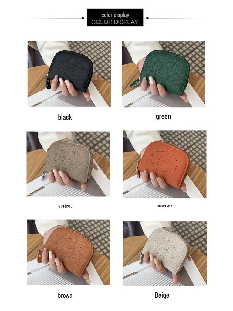 Новый кошелек для монет из натуральной кожи 2025 года: Верхний слой коровьей кожи, ажурный дизайн, многофункциональный держатель для карт и отделение для банковских карт