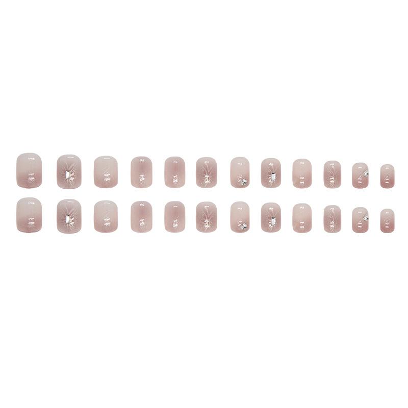 Short Blush Aurora Diamond Butterfly Nail Art Sweet Girl Wind Wear Nail Art Tablets Can Be