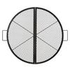 X-Marks Fire Pit Grill Grate, Foldable Round Cooking Grate, Heavy Duty Steel Campfire BBQ Grill Grid with Handle and Support X Wire, Portable Camping