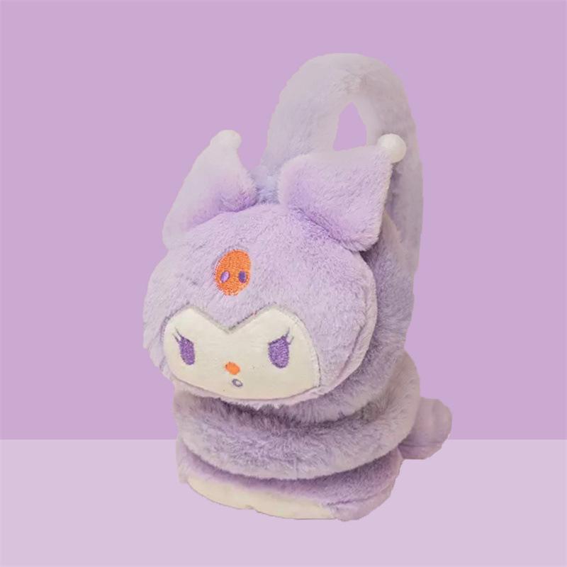 Милые мультяшные зимние женские студенческие меховые наушники Sanrio для езды на велосипеде, противохолодные плюшевые наушники, обертки для ушей, грелки для ушей