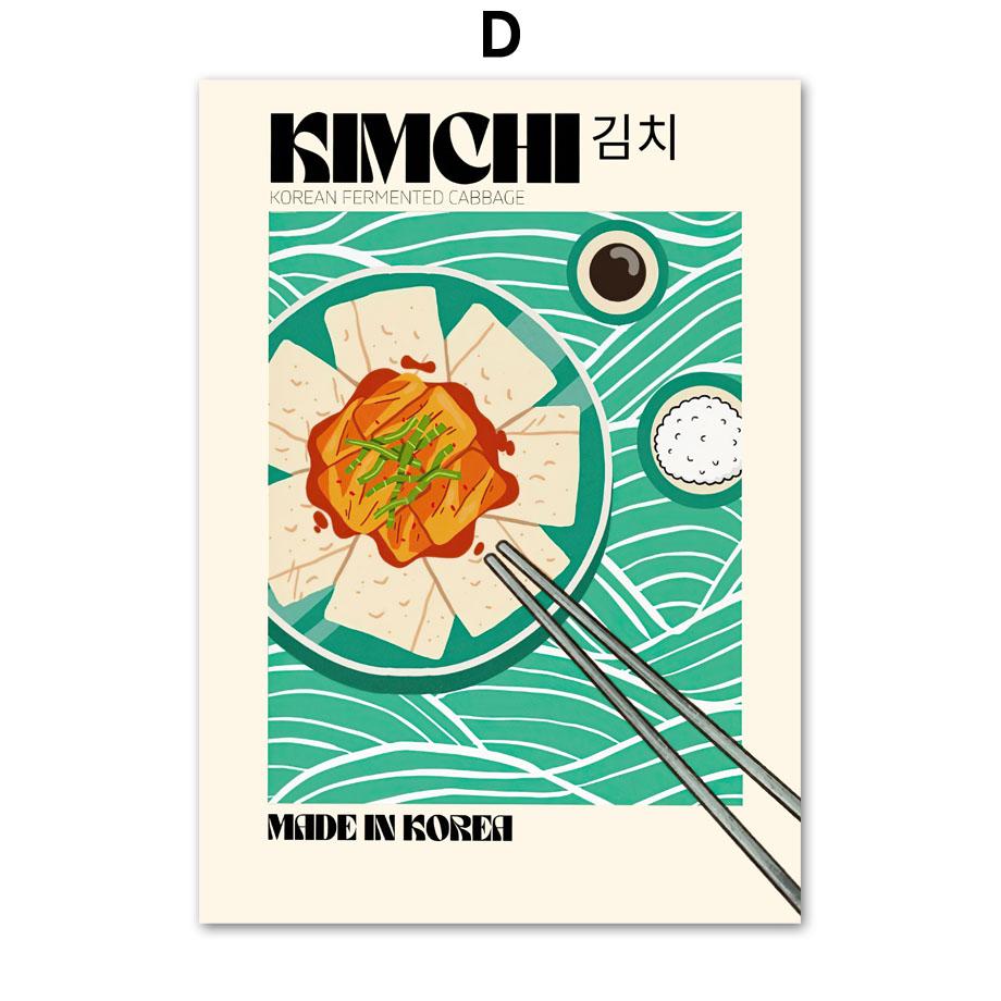 Retro Korean Food Cuisine Kimchi Wall Art Canvas Painting Nordic Posters And Prints Wall Pictures For Kitchen Dinning Room Decor