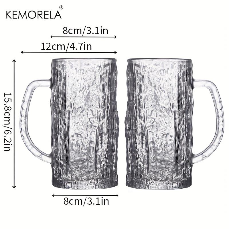 KEMORELA 1/2PC Pub Beer Glasses Thick-Base Pint Mugs with Frosted Glacier Texture Bar Grade Glassware for Lager IPA Craft Beer