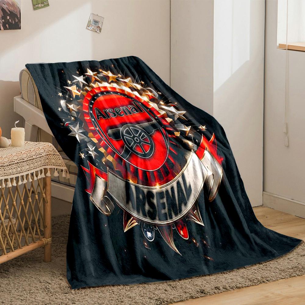 Arsenal Logo Black Designed Flannel blanket for bedroom, living room, sofa, and nap