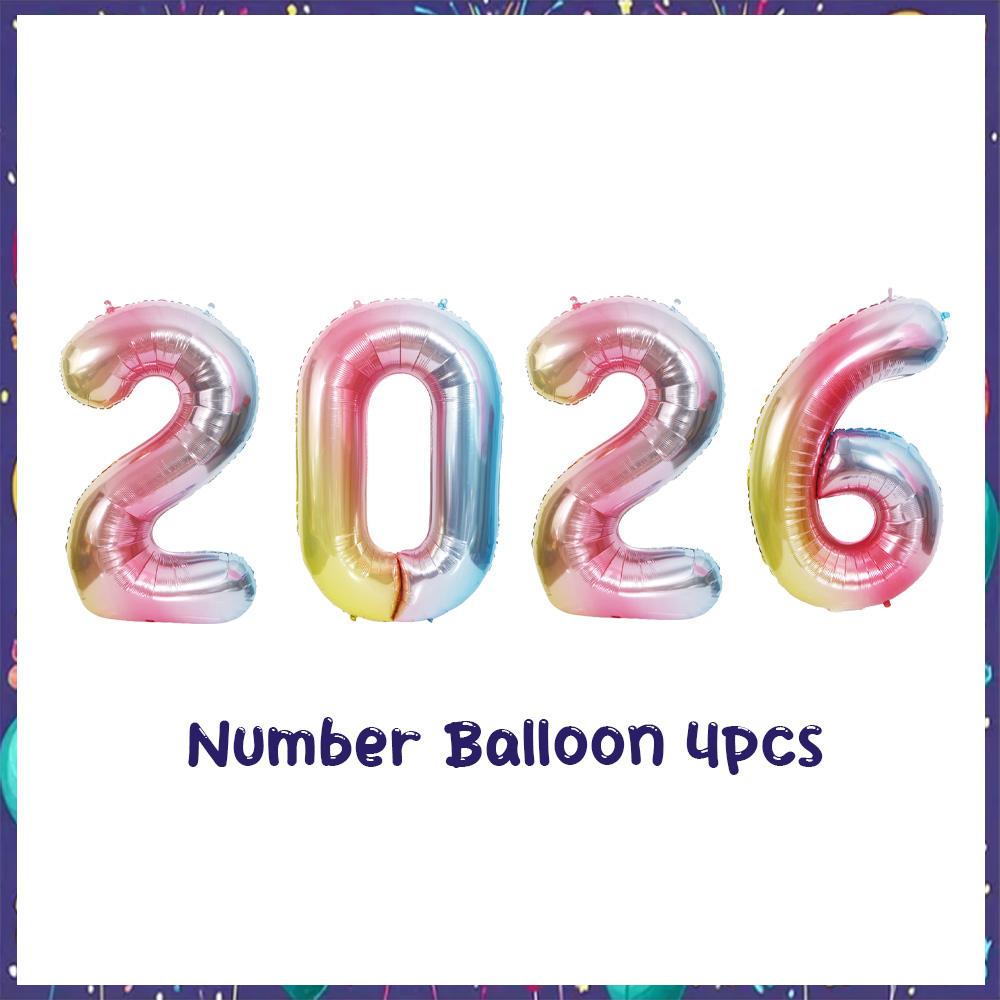 32-дюймовые фольгированные шары 2026 года, цветные, для украшения вечеринки в честь Нового года, принадлежности для юбилея, 12-дюймовые латексные шары с блестками, реквизит для фотозоны