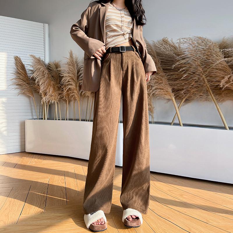 Women's Suit Pants Women's Pants Spring and Autumn New Thin Straight Casual Pants High Waist Drooping Wide Leg Pants