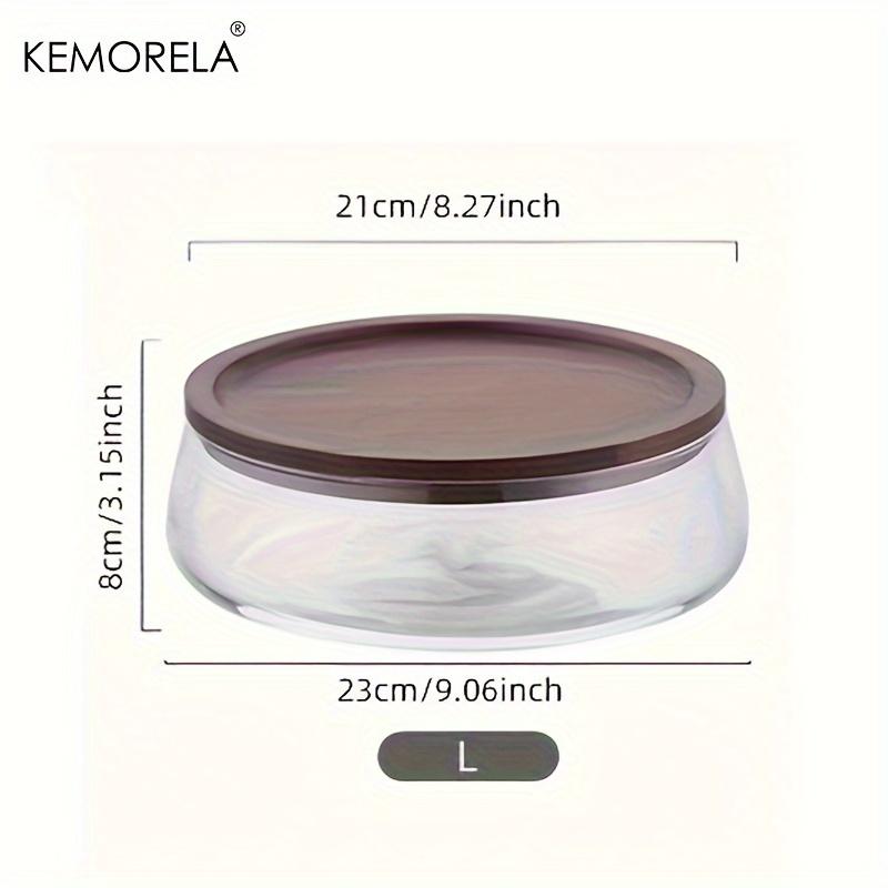 KEMORELA 1 шт. Стеклянные контейнеры для хранения продуктов с деревянной крышкой, кухонный органайзер для хранения закусок, фруктов, конфет, орехов, мелочей