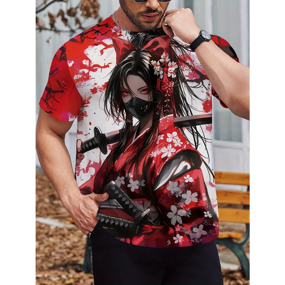 Крутая дышащая мягкая летняя мужская футболка с короткими рукавами и принтом «воин» с круглым вырезом