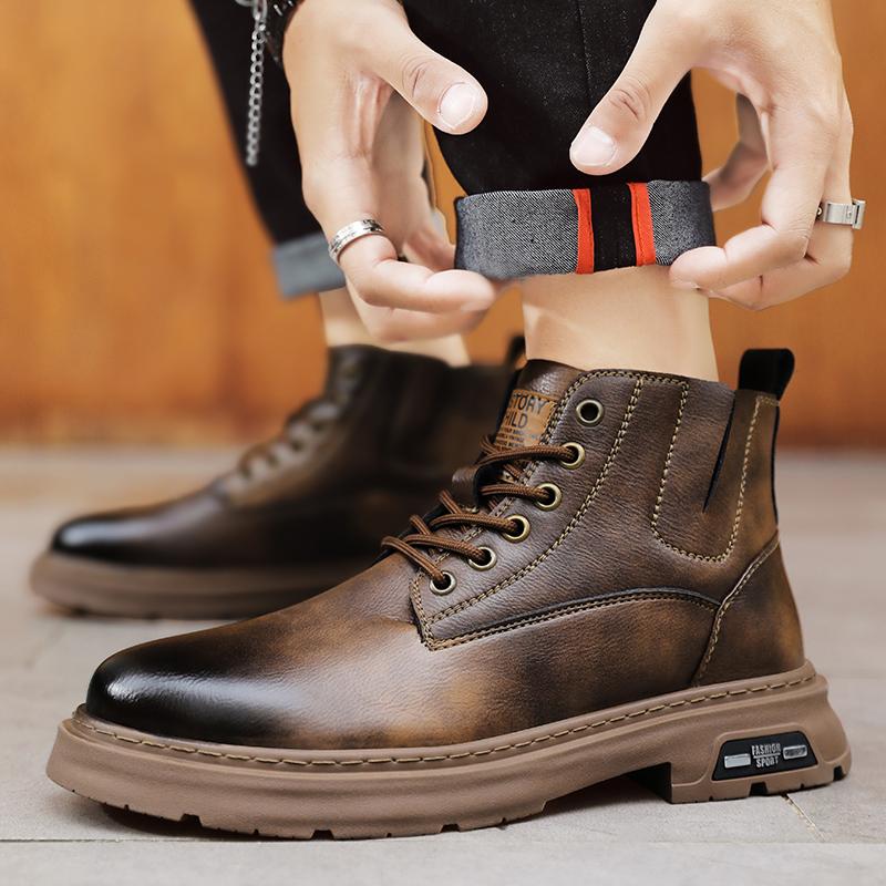Мужская обувь Модные мужские высокие ботинки из натуральной кожи Деловые ботинки Мужские удобные ботильоны Высококачественные ботинки для мотокросса