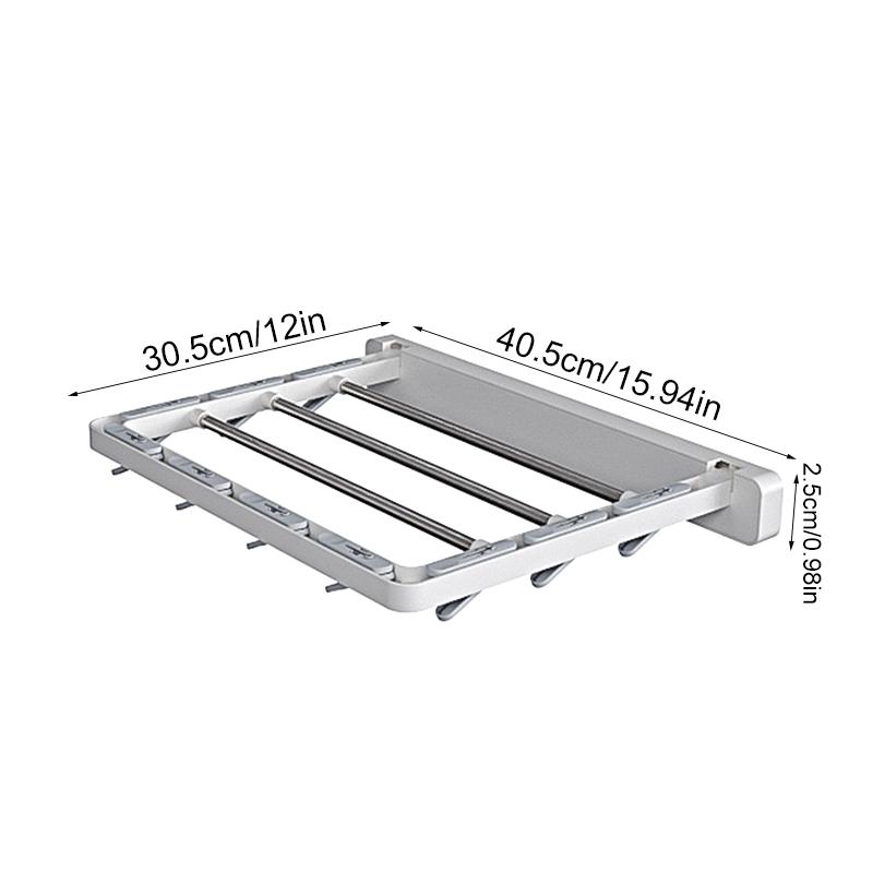 Sock Clip Space Saving Wall Mounted Multi Functional Towel Hanger Windproof Drying Rack with 10 Clips Folding