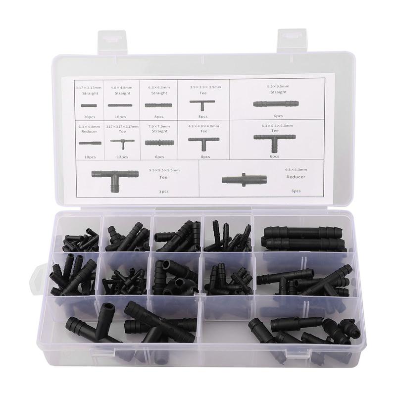 113PCS Vacuum Connector Assortment Automotive Vacuum Tubing Connector Tee Kit Water Spray Pipe Joints Car Wiper Connection Pipe
