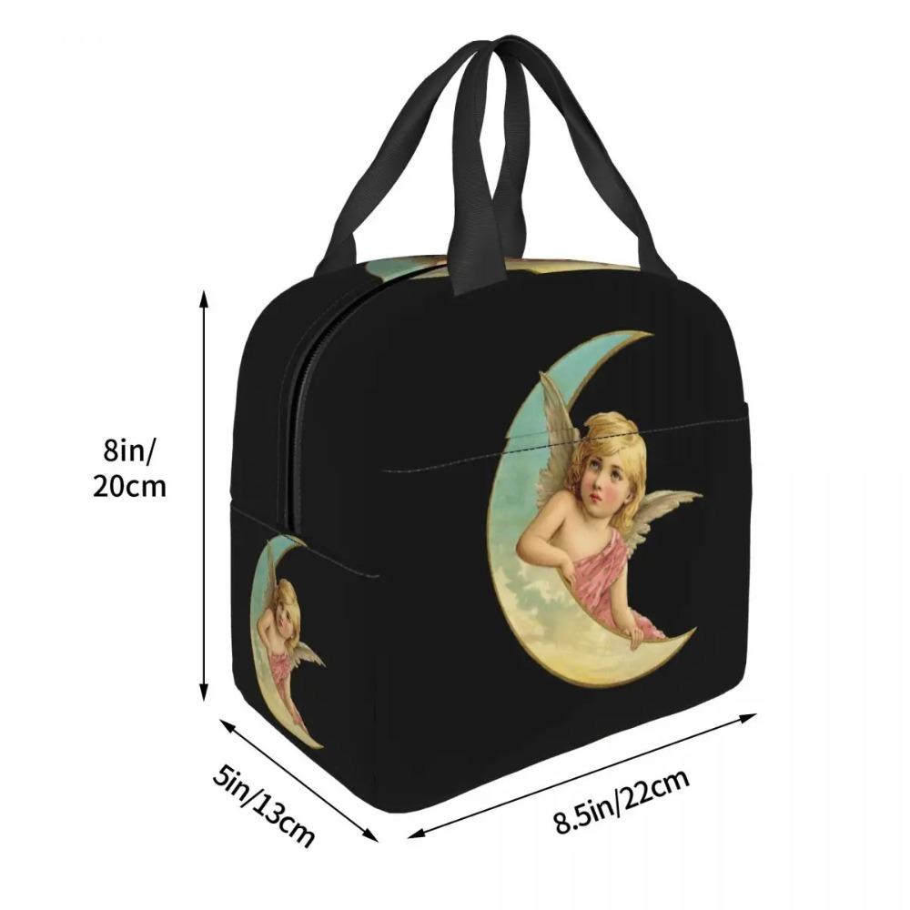 Custom Victorian Moon Cherub Insulated Lunch Bag for Women Leakproof Thermal Cooler Lunch Tote Kids School Children