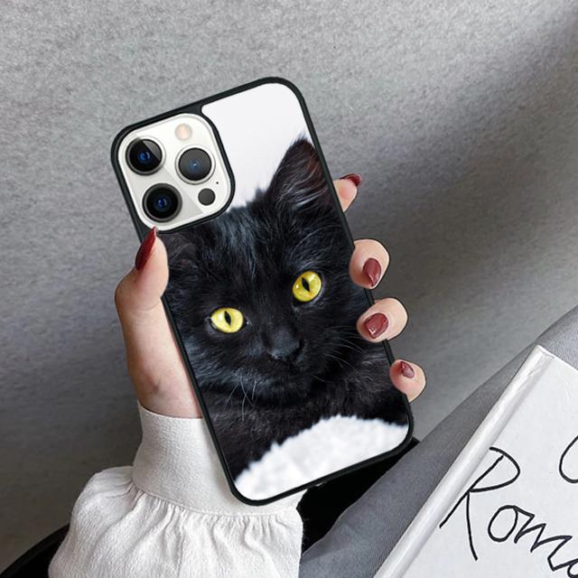 Черный кот Сверкающий глаз Чехол для телефона Cover Для iPhone 17 Air 16 15 14 plus 12 13 pro max coque Оболочка Fundas