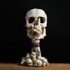 Подсвечник в виде черепа на Хэллоуин, готический, без слов, черно-белый, из смолы, со скелетом