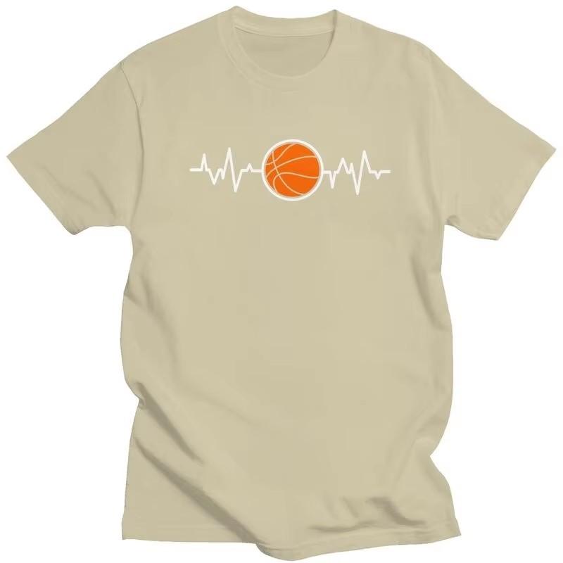 Heartbeat Basketball Graphic Tee Unisex Short Sleeve Cotton Casual Sports T-Shirt