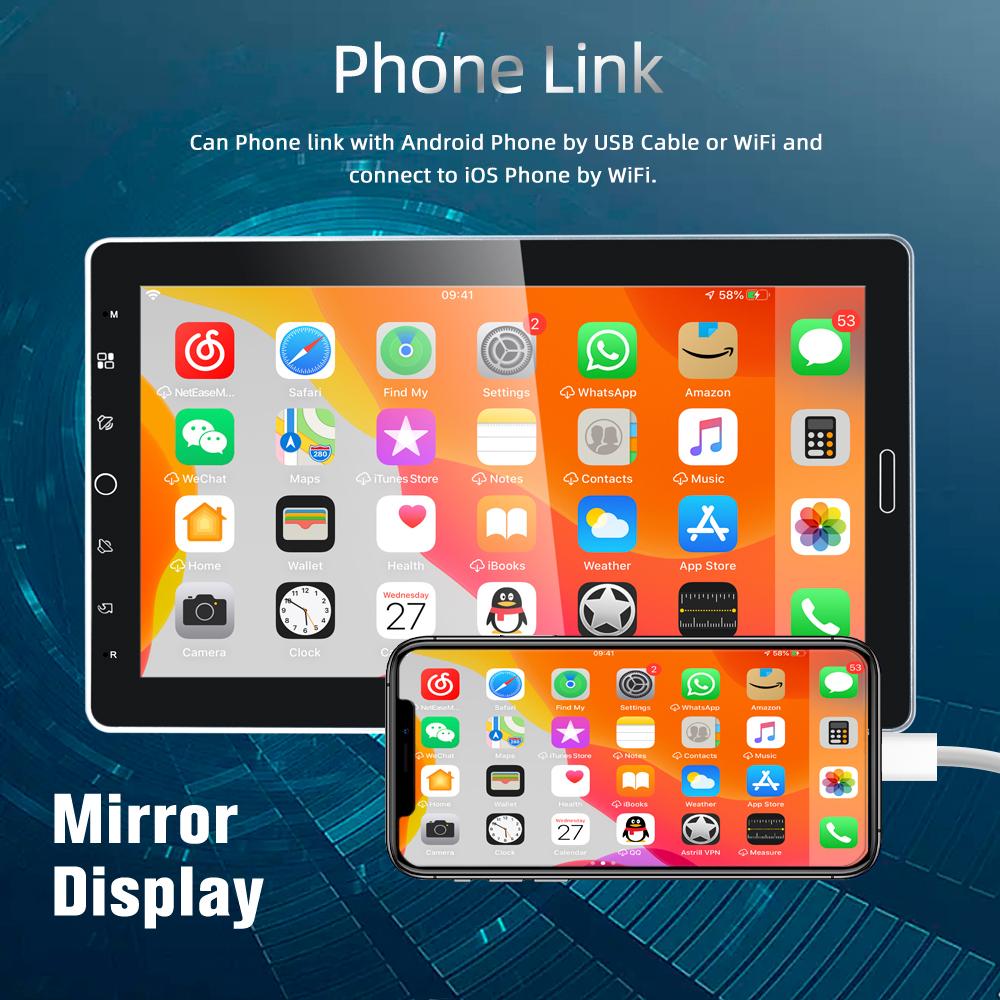 Reakosound Автомобильный радиоприемник 10,1'' сенсорный экран Carplay Универсальный 1 Din автомобильный мультимедиа с Bluetooth Видео Авто Радио Радиоприемник