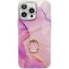 For IPhone16 Electroplated Phone Case for Apple 15promax Marble Patterned Ring Holder Cover