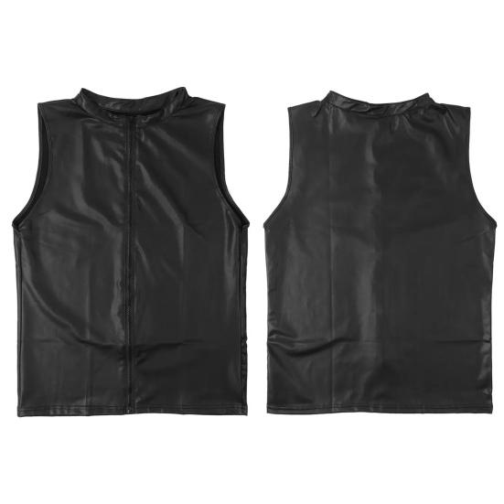 Мужской летний жилет больших размеров из матовой блестящей кожи без рукавов, спортивный повседневный жилет