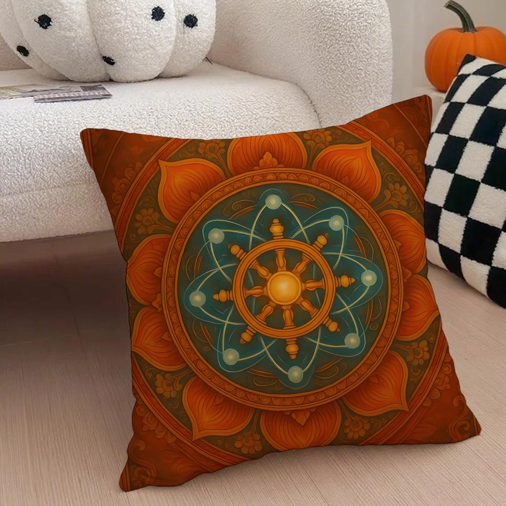 Classical traditional DDharma Wheel Cushion Cover Throw Pillow Cover Hidden Button Durable Polyester Chair Cushion