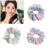 French Style Elastic Hair Scrunchies for Girl Lattice Pattern Hair Rope with Bowknot Decals Spring Hair Rope for Girl