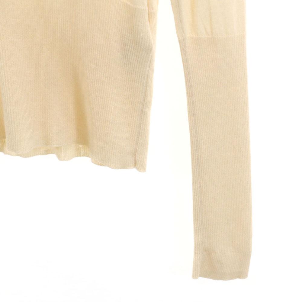 Hermes Итальянский кашемир С длинным рукавом С запахом на животе В рубчик Свитер с V-образным вырезом 38 Женский Б/у