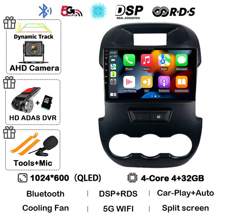 Android 14 Carplay Auto для Ford Ranger 2011 2011 2013 2014 Автомобильный радиоприемник GPS стерео мультимедийный плеер головное устройство 2 DIN WIFI+4G DSP