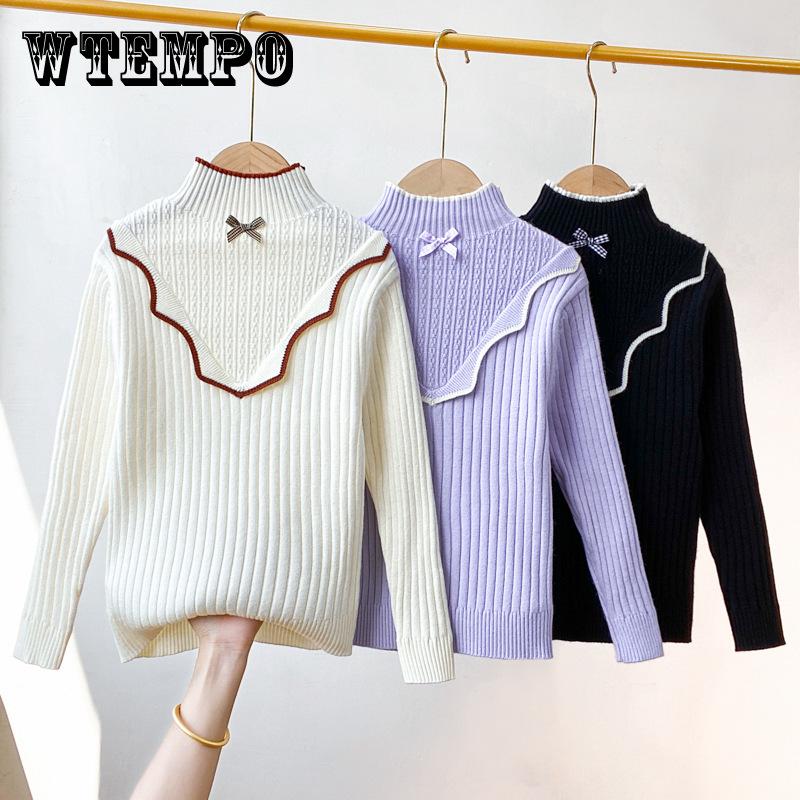 Girls' Knitted Base Sweater Winter Top Sweater Warm Children's Winter Clothes