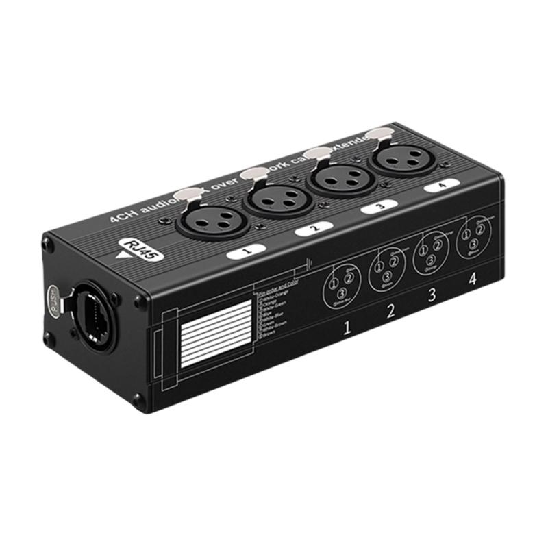 Профессиональный 4-портовый XLR-конвертер по Ethernet для передачи звука без шума Аудио-удлинитель