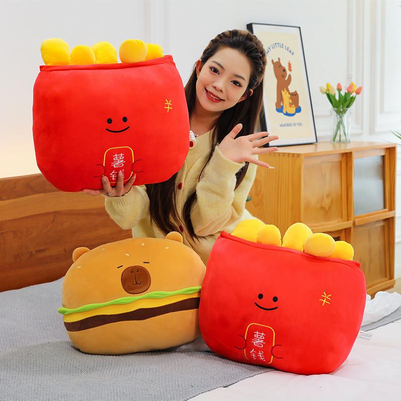 Plush Capybara Hamburger Toy Adorable Cartoon Girls Bedtime Pal Birthday Gift