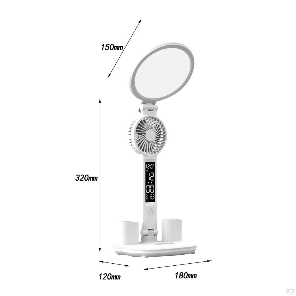 LED Fan Desk Light, Foldable Table Lamp USB Powered, Eye Protection, Bedside Night Dimmable
