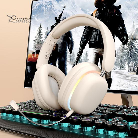 Беспроводные наушники с RGB-подсветкой Легкая конструкция Универсальные складные Bluetooth-совместимые игровые наушники с микрофоном