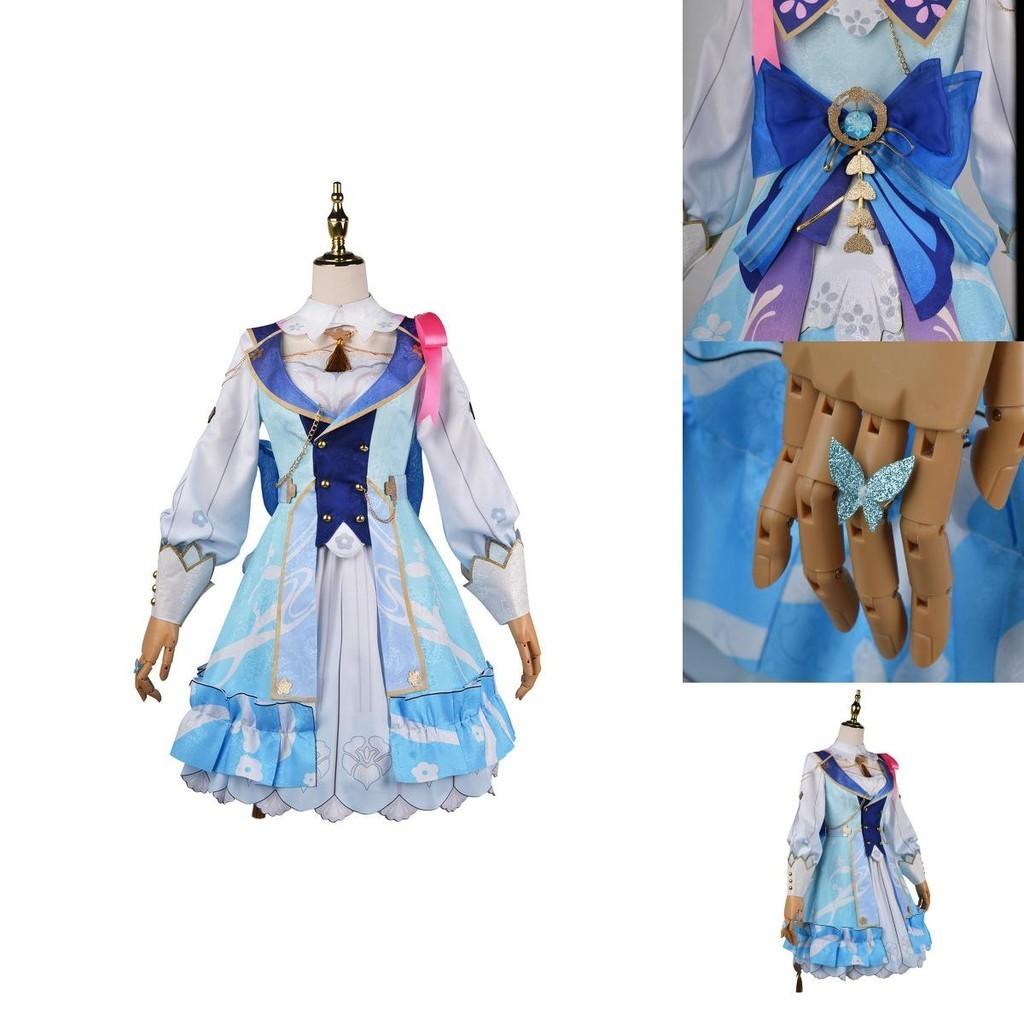 Genshin Impact Костюм для косплея Камисато Аяка Парик Цветочное платье Шляпа Хэллоуин