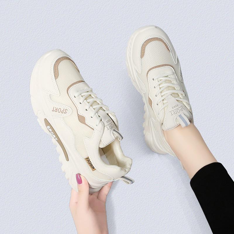 Женские модные повседневные кроссовки на шнуровке, легкие кроссовки с мягкой подошвой для женщин, толстая подошва, сетчатая дышащая спортивная обувь