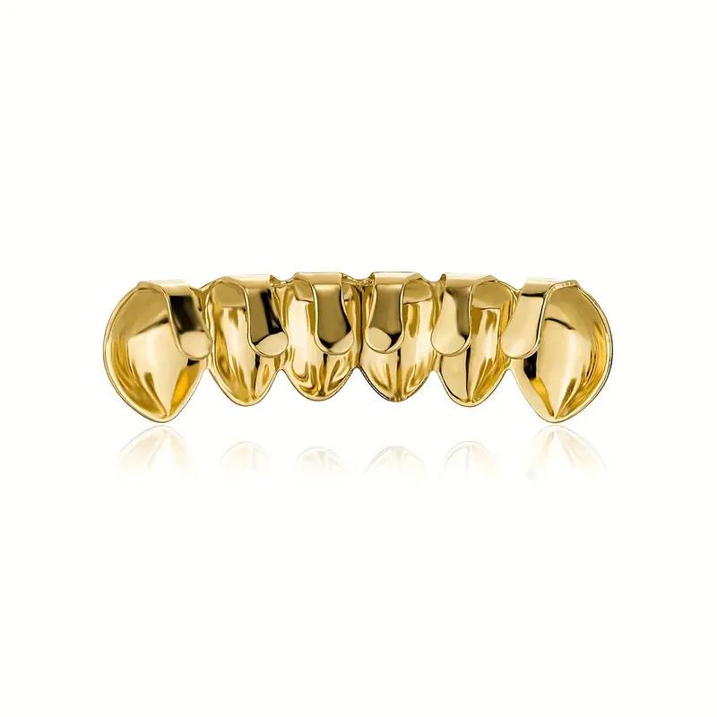 Позолоченные медью Hip Hop Grillz с твиловым узором - Набор на верхние и нижние зубы, Европейский бестселлер