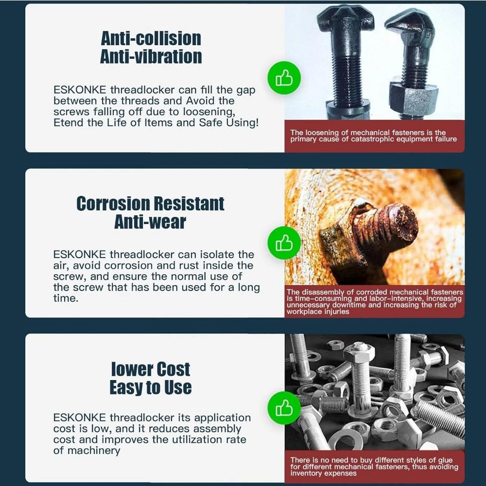 Фиксатор резьбы Синий винтовой клей Фиксаторы резьбы Анаэробный клей Герметик для крепления, препятствующий ослаблению Затягивание и герметизация для выдерживания высоких температур