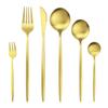 6Pcs/Set Gold Dinnerware Cutlery Set Knife Cake Fork Tea Dessert Spoon Tableware Stainless Steel Flatware Kitchen Silverware Set
