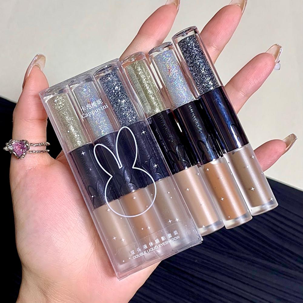 Жидкие тени для век Cool Black Series, перламутровая подводка для глаз, блестящие блестки, ручка шелкопряда, подсветка косметики для глаз, блестящий макияж