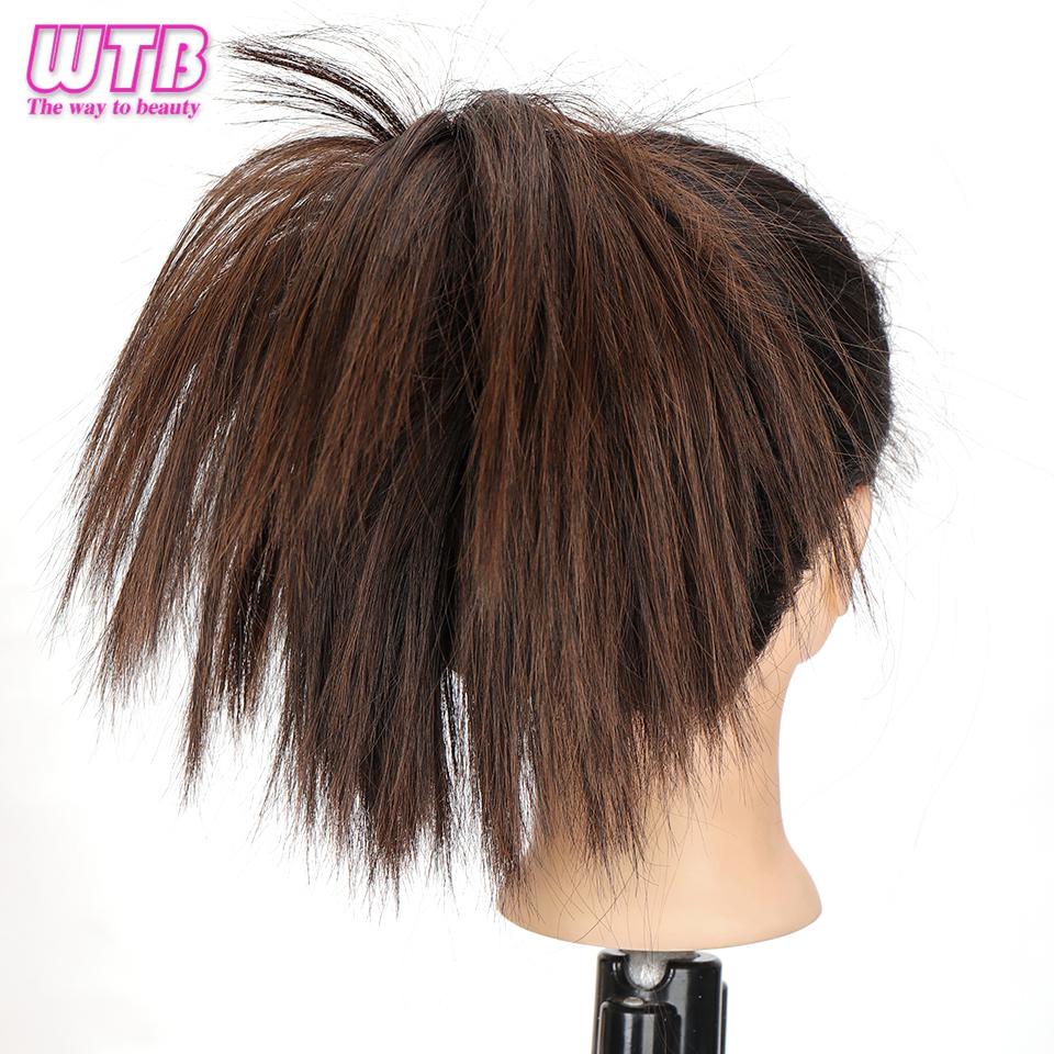 Synthetic Hair Bun Extensions Messy Straight Hair Band Elastic Chignon Scrunchy Wrap Updo False Hair Pieces for Women Hair