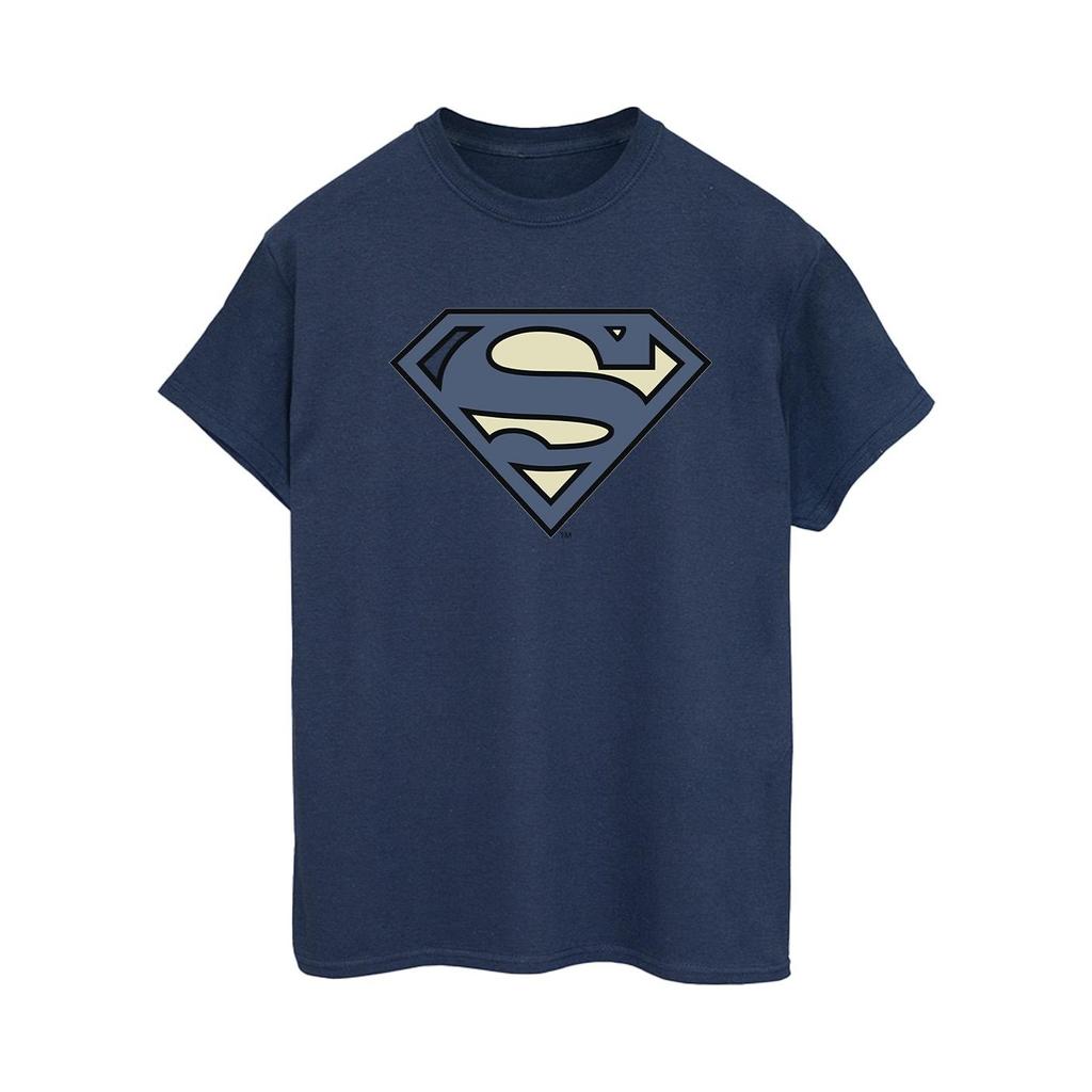 DC Comics Womens/Ladies Superman Indigo Blue Logo Cotton Boyfriend T-Shirt