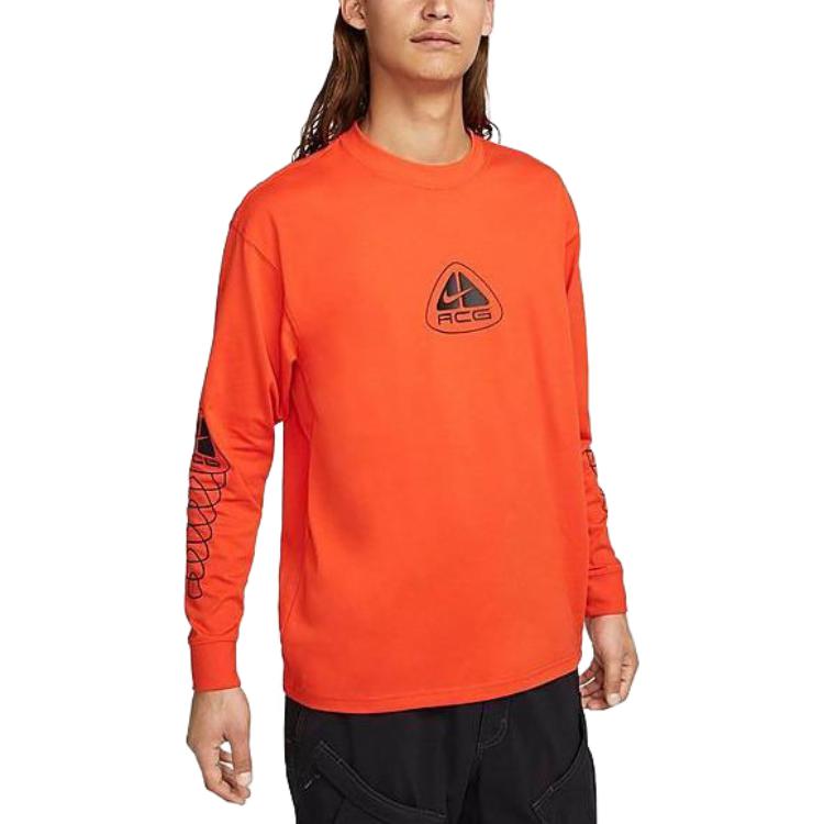 Nike Футболка с длинным рукавом с логотипом. Мужские топы Оранжевый DX9454-633