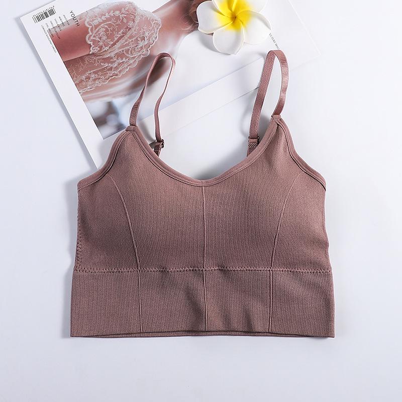 Women's 646 Kaka Backless Camisole Top with Chest Pads, Anti-Exposure Bandeau, Wire-Free Sports Bra.