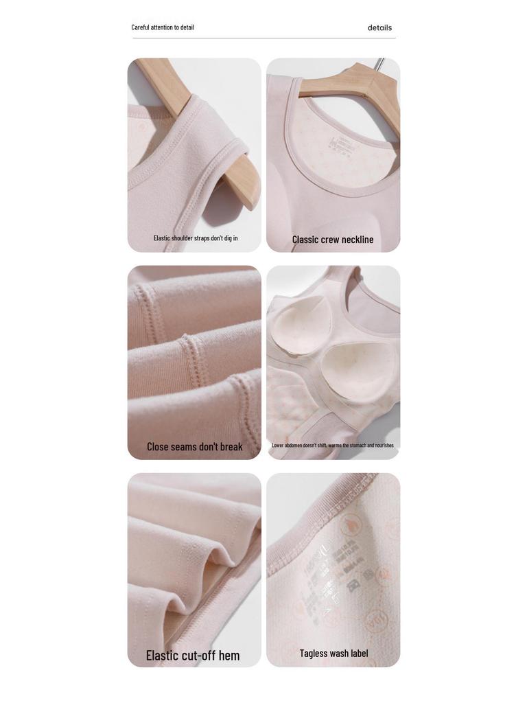 Женский теплый жилет из мериносовой шерсти со встроенными подушечками и фиксированными чашками для осени/зимы