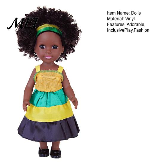 Toddler Toys for Imaginative Play 14 Inch Black Doll with Afro Hair, Soft Vinyl Posable African American Dolls Curly Hair Kids, Dress Up Fashion