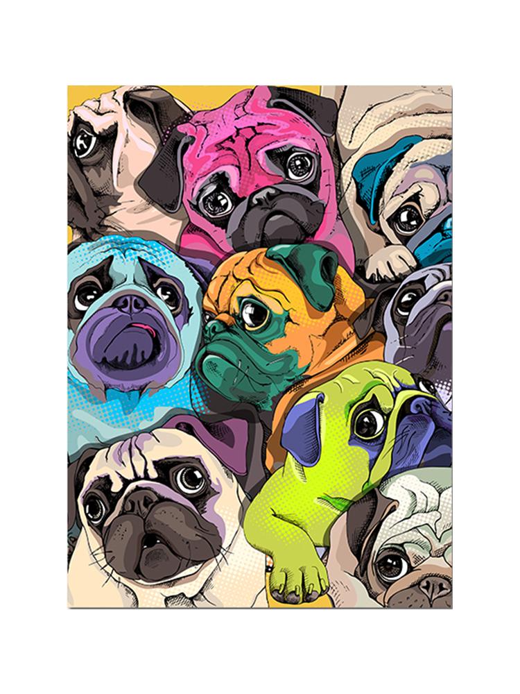 Abstract Watercolor Pug Cute Dog Poster And Print Canvas Painting Animal Pet Nordic Wall Art For Kid Nursery Room Home Decor