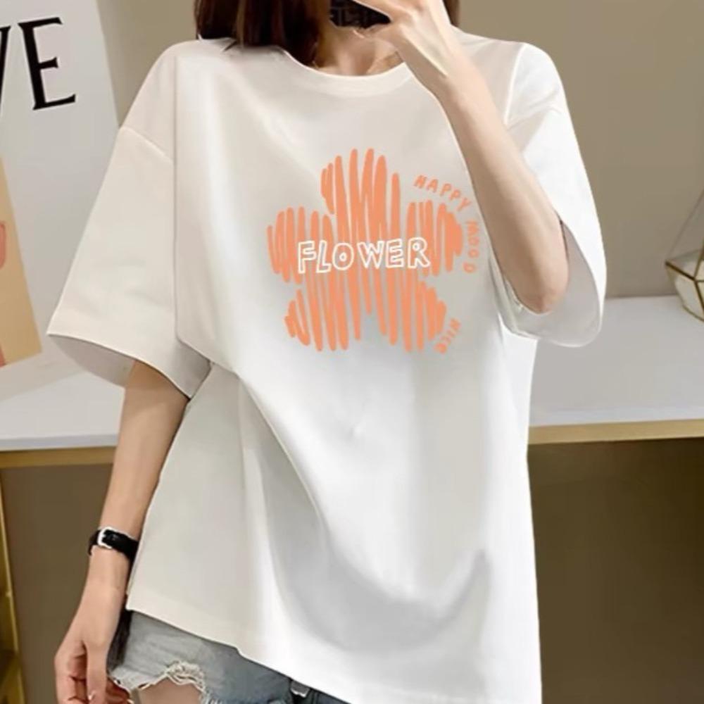 Летняя женская футболка с коротким рукавом, с принтом, модная повседневная, с круглым вырезом, удобная женская футболка с коротким рукавом