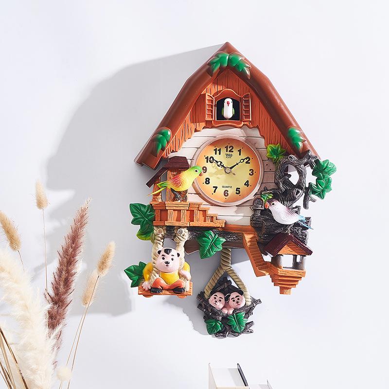 Decorative Cuckoo Wall Clock Octopus Time-reporting Living Room Clock Voice Control Children's Clock European-style Clock YD208