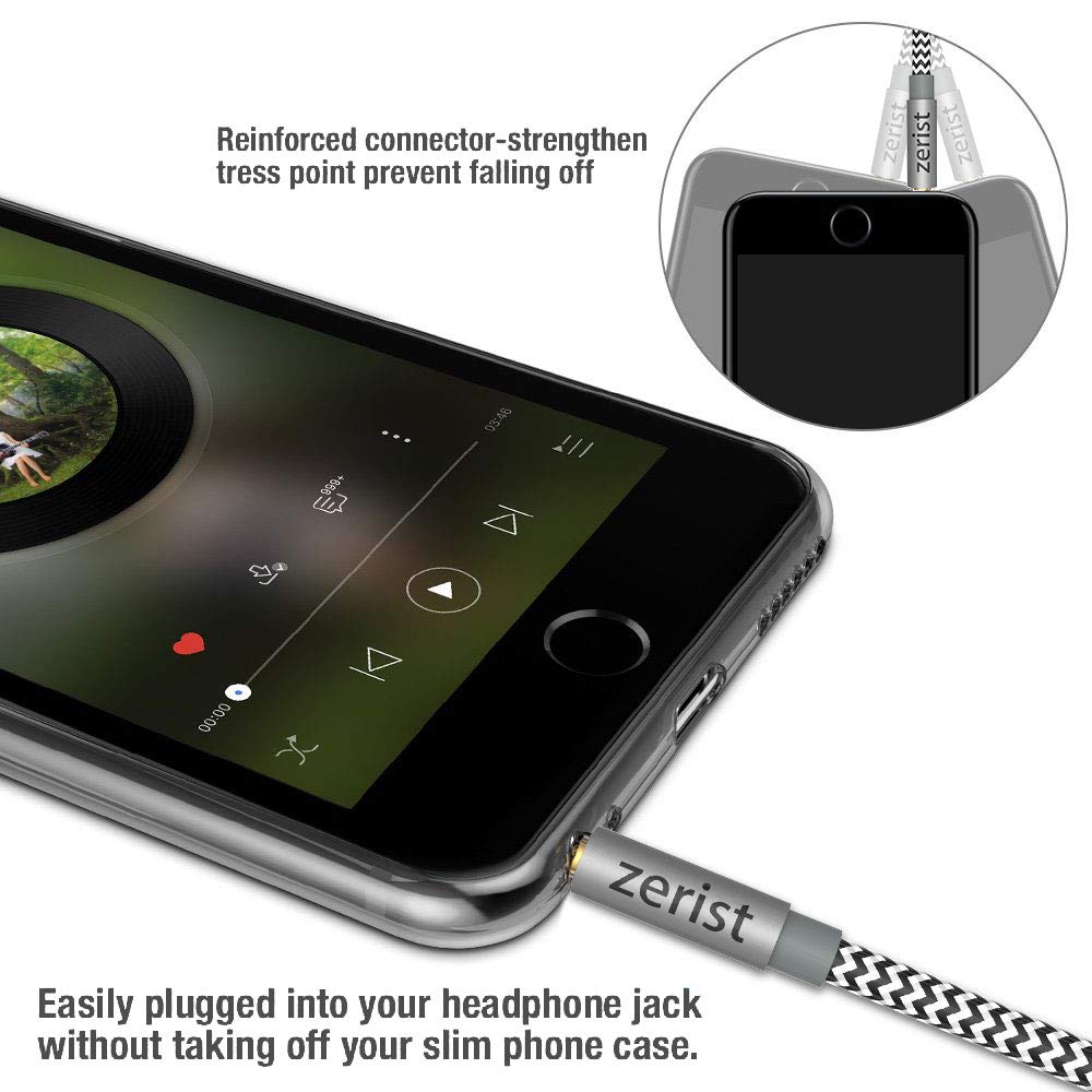 3.5mm Stereo Audio Cable Extension Male to Male Nylon Braided 10ft/3m Tangle-Free AUX Cable for Headphones, iPods, iPhones, iPads, Home/Car Stereos