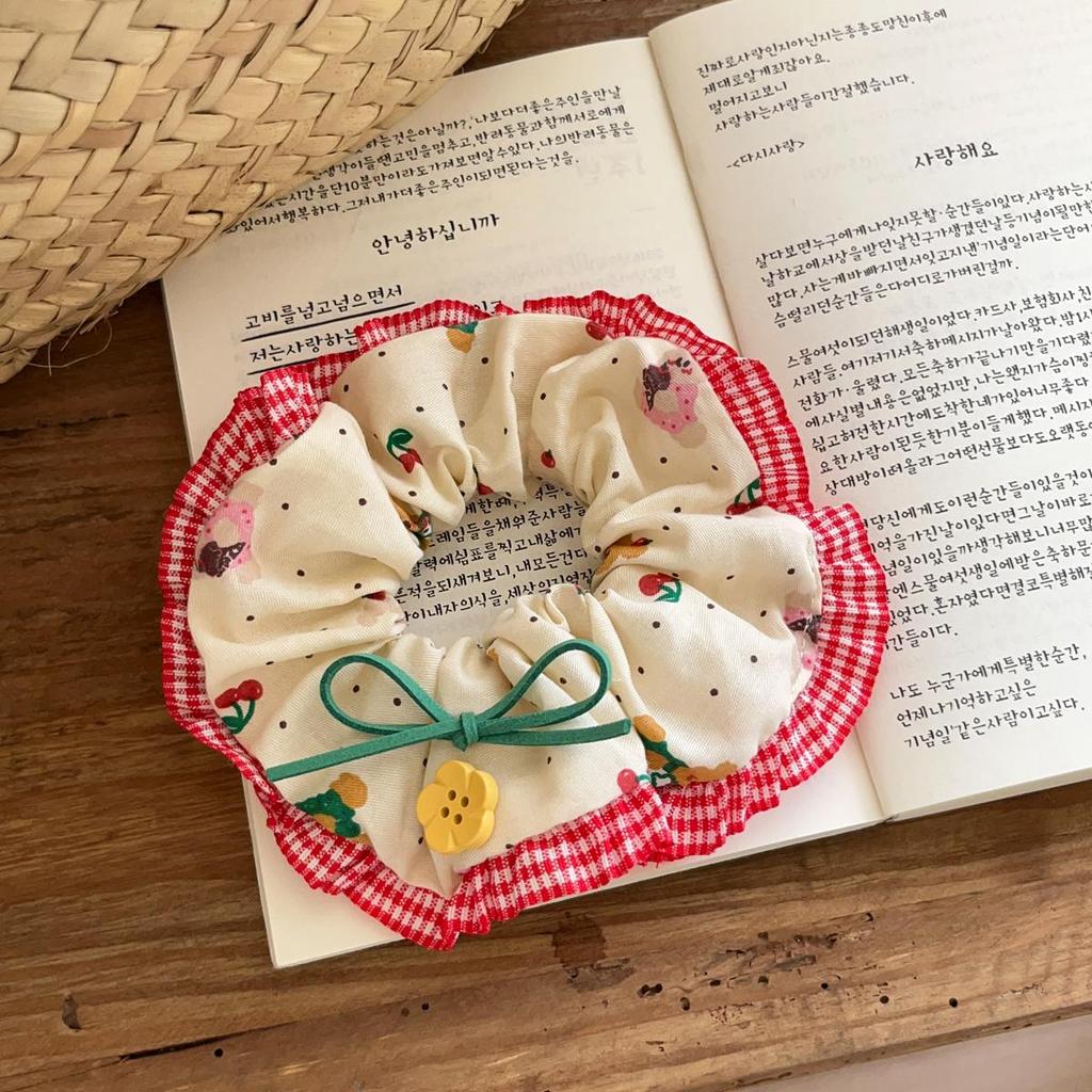 Комплект из кружевных резинок для волос с изображением медведя и кролика в клетку