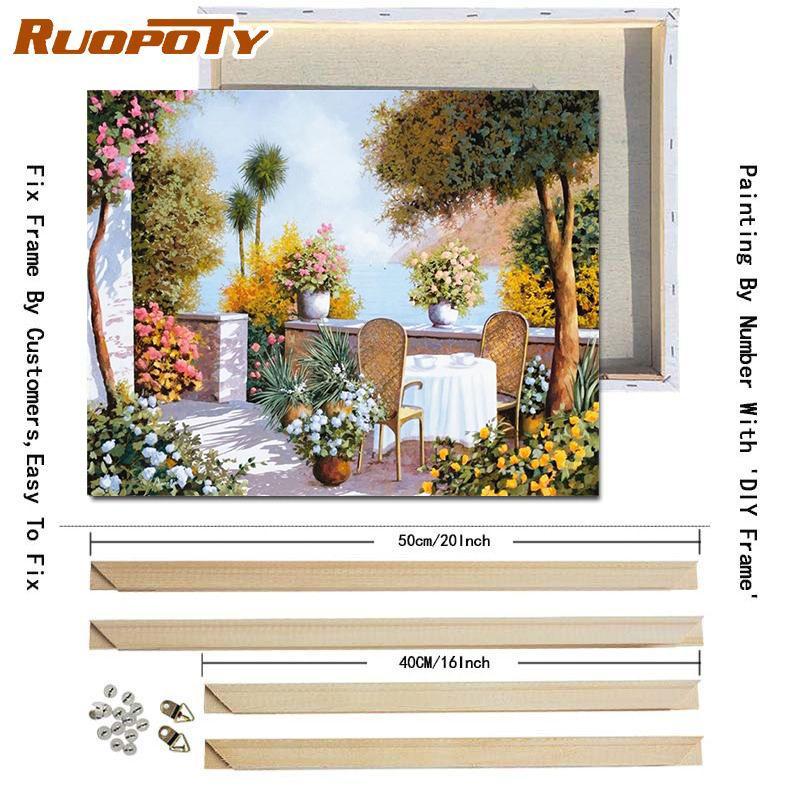 RUOPOTY Раскраска по номерам Городской пейзаж для гостиной на холсте Уникальный подарок Акриловая картина по номерам Дом